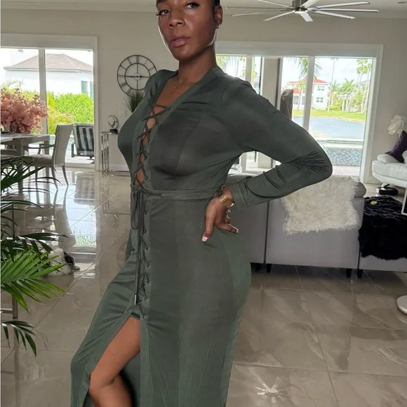 JLUXLABEL Olive Long Sleeve Dress - Picture 8 of 8